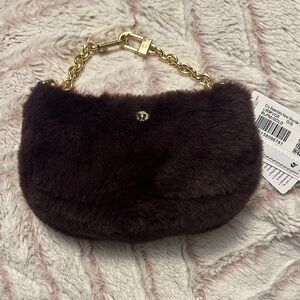 Lululemon Athletica Chocolate purple  Fur Wristlet with Gold Chain
